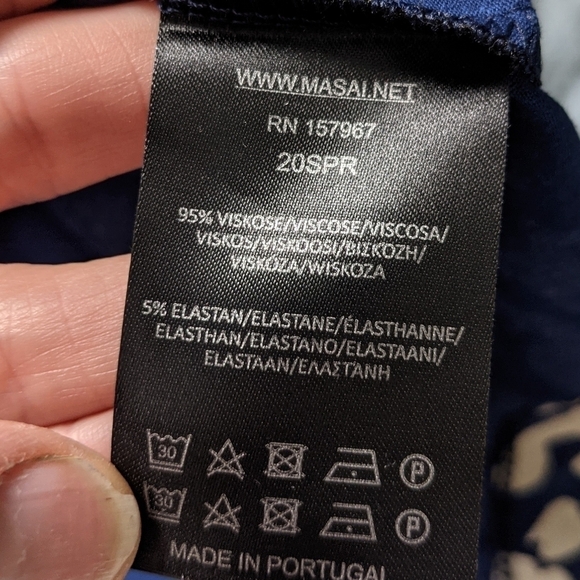 MASAI Abstract Animal Print Top in Blue and Cream Dolman Sleeve Elastic sleeve M - Picture 12 of 14